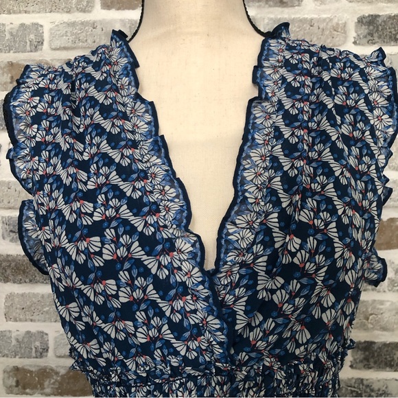 Max Studio Floral Blue Dress Size Medium. New with Tags - Picture 4 of 10